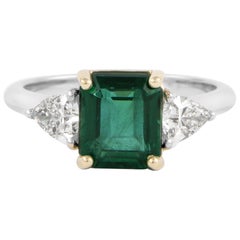 Alexander Beverly Hills - Anello a tre pietre con smeraldo e diamante - Oro bianco 18k