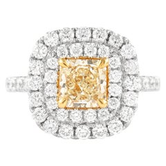 Alexander Beverly Hills 2,57ctt Fancy Yellow Diamond Double Halo Ring 18k