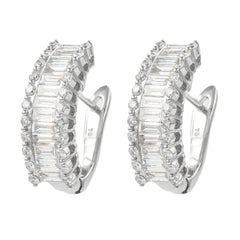 Alexander Beverly Hills 2.73ct Round & Baguette Diamond Hoop Earrings 18k
