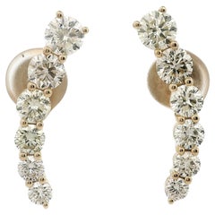 Alexander Beverly Hills Pendientes de oro amarillo de 18 quilates con diamantes curvos de 2,77 quilates