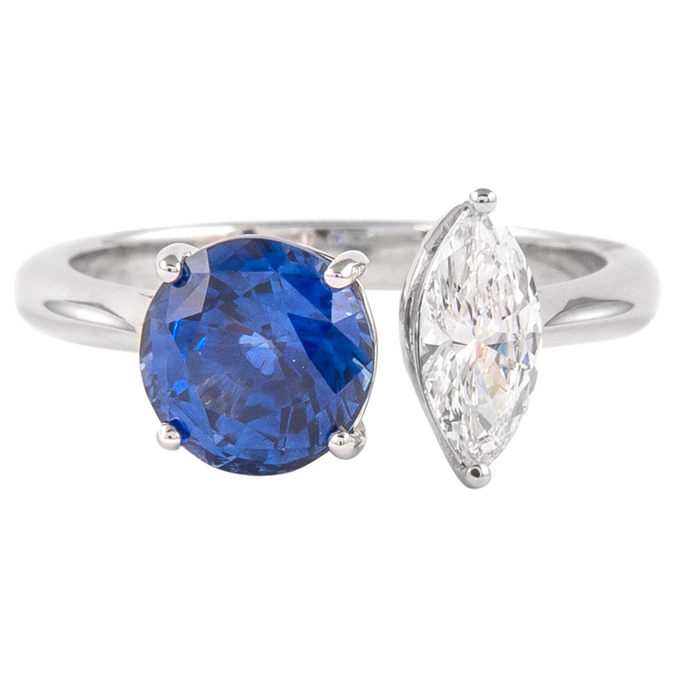 Alexander Beverly Hills 2,77 Karat Toi Et Moi Saphir & Diamanten Ring 18k im Angebot