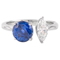 Alexander Beverly Hills 2.77ct Toi Et Moi Sapphire & Diamonds Ring 18k