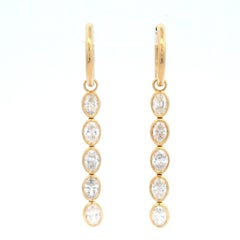 Alexander Beverly Hills 2.87ct Oval Diamond Drop Bezel Earrings 18k Yellow Gold