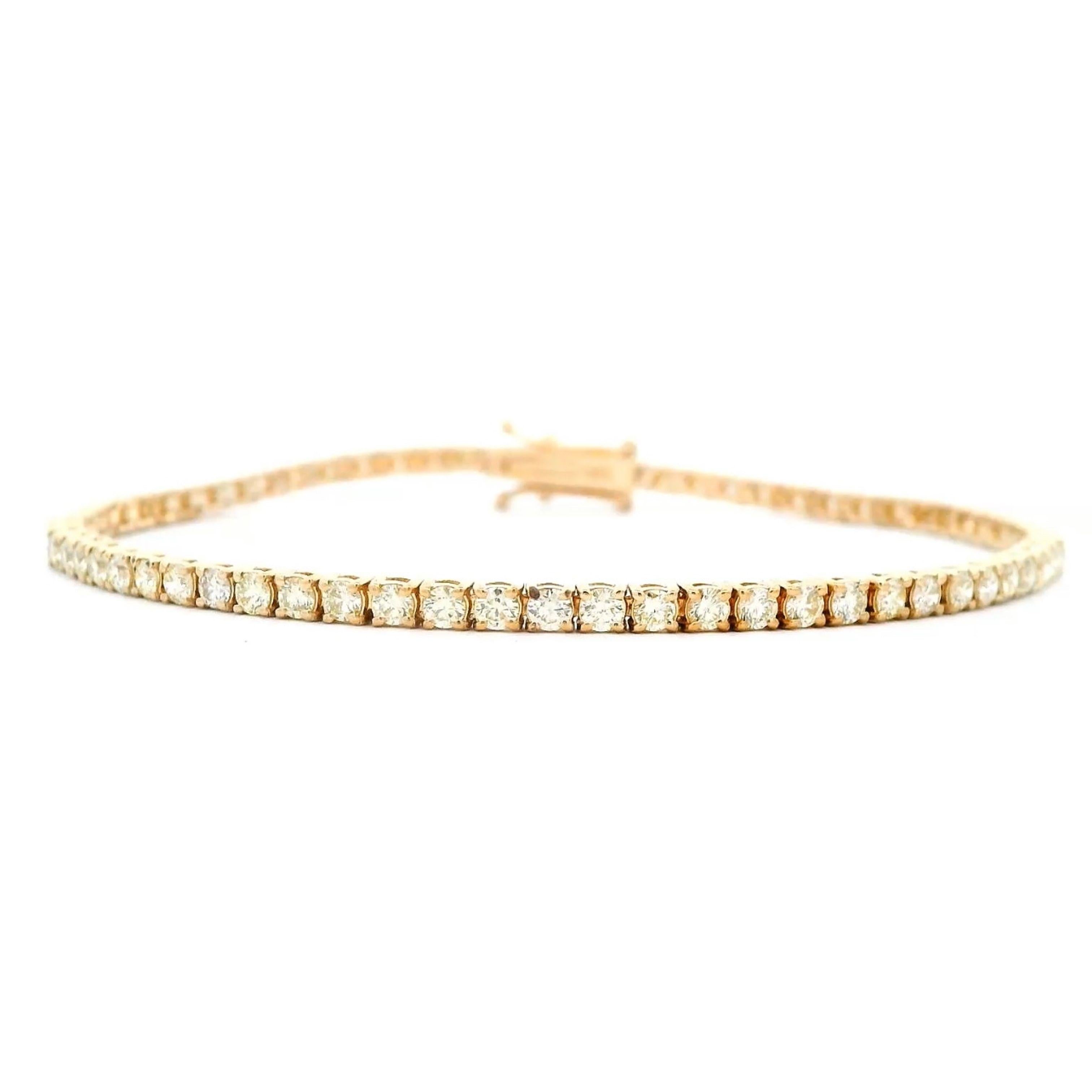 Round Cut Alexander Beverly Hills 2.91ct Diamond Tennis Bracelet 18k Yellow Gold For Sale
