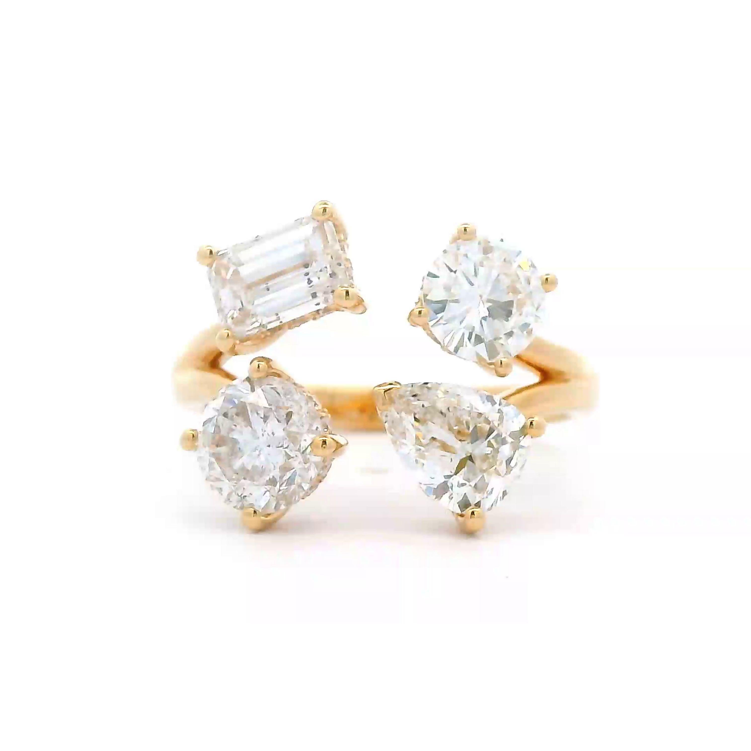 Contemporain Alexander Beverly Hills, bague flottante en or jaune 18 carats avec diamants 2,95 carats en vente