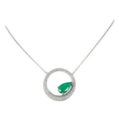 Alexander Beverly Hills Collier pendentif émeraude 2,99ct avec diamant pavé 18k