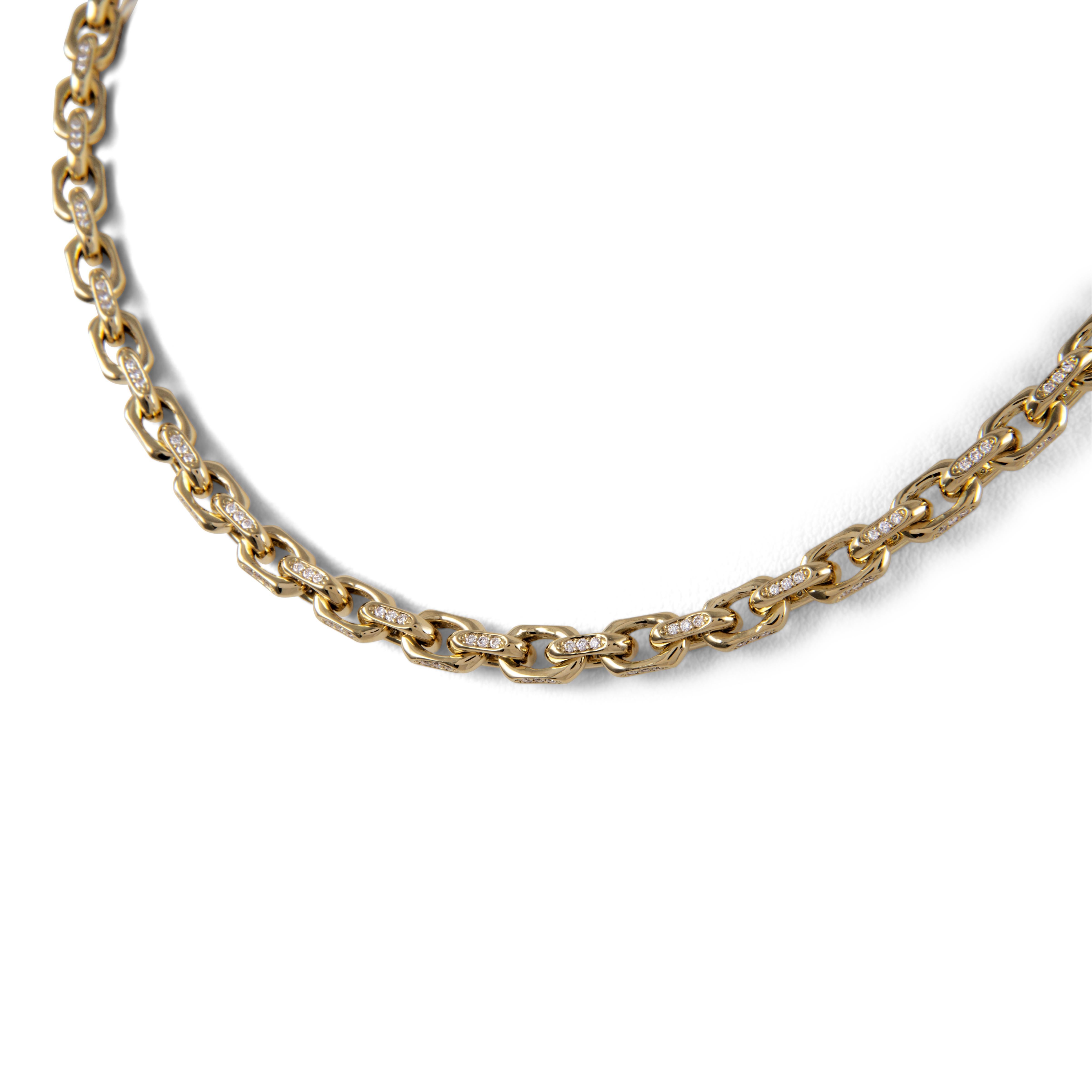 Contemporain Alexander Beverly Hills Collier à maillons en or jaune 18 carats avec diamants 3,05 carats en vente