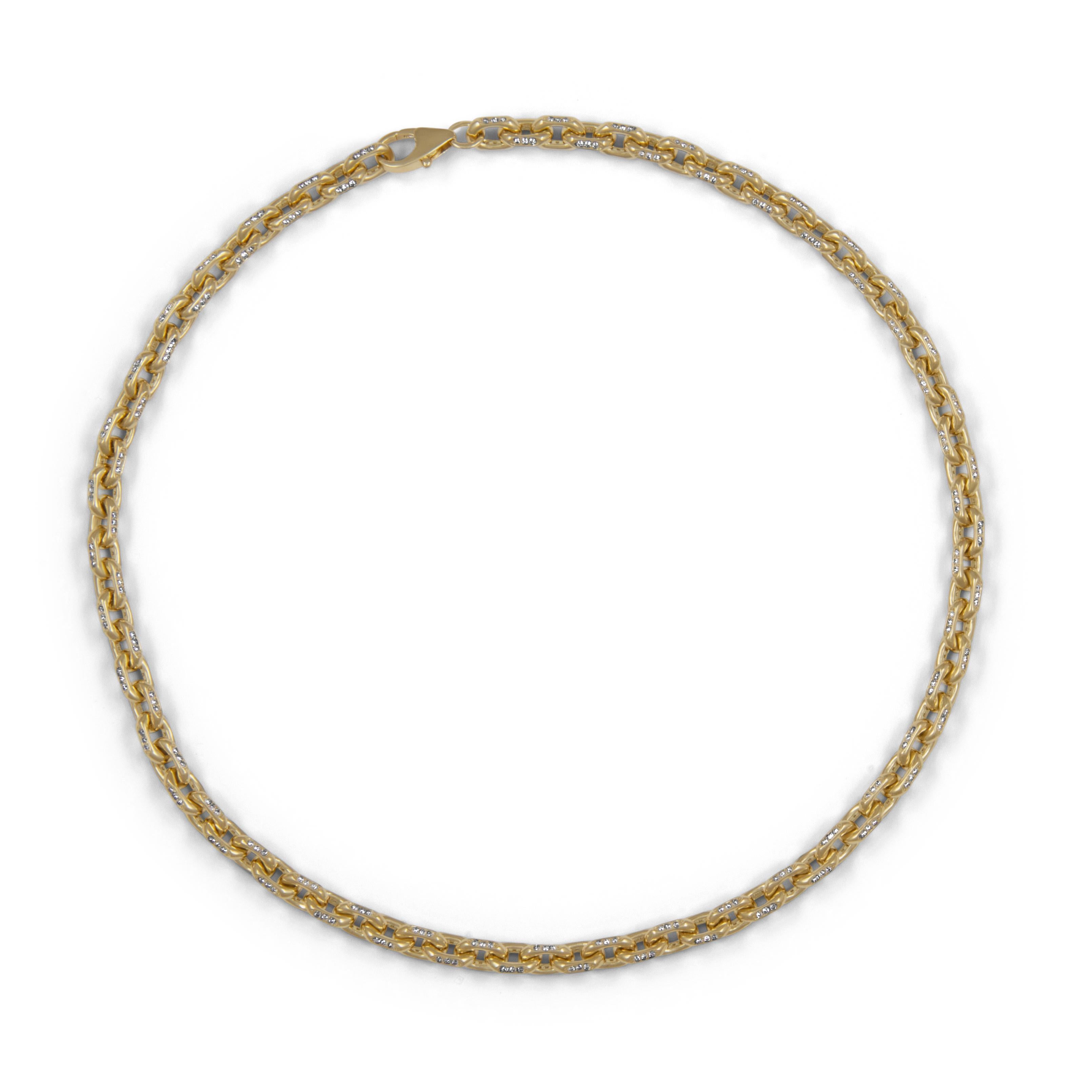 Taille ronde Alexander Beverly Hills Collier à maillons en or jaune 18 carats avec diamants 3,05 carats en vente
