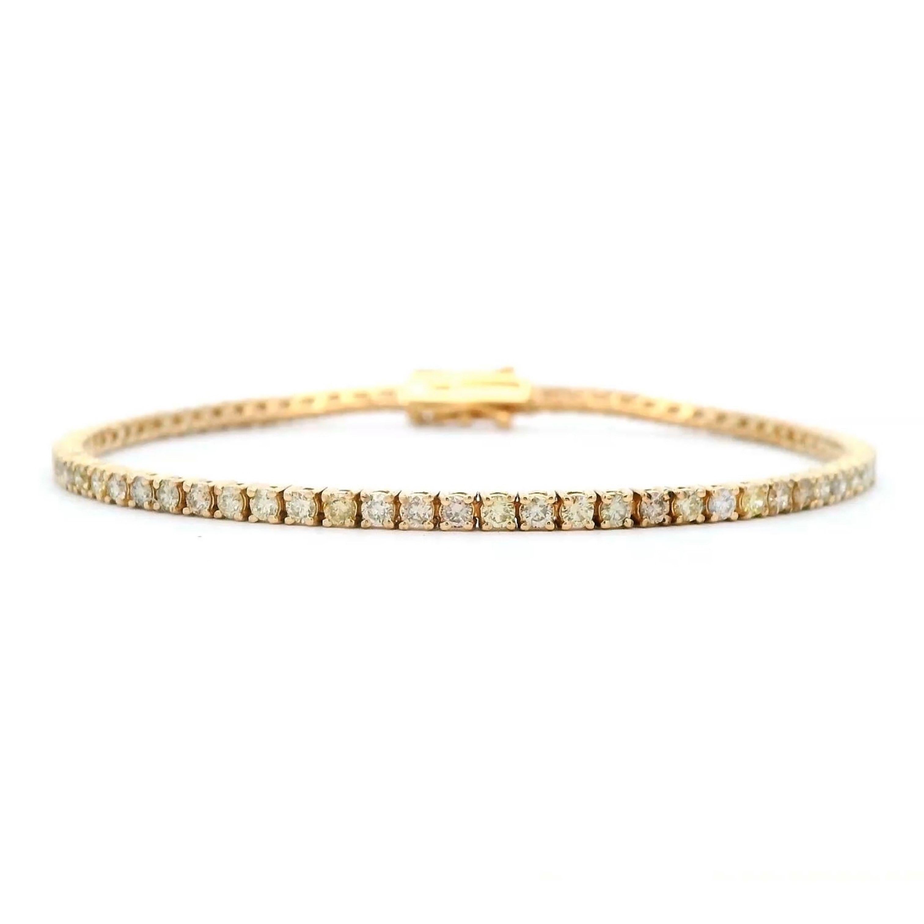 Round Cut Alexander Beverly Hills 3.09ct Diamond Tennis Bracelet 18k Yellow Gold For Sale