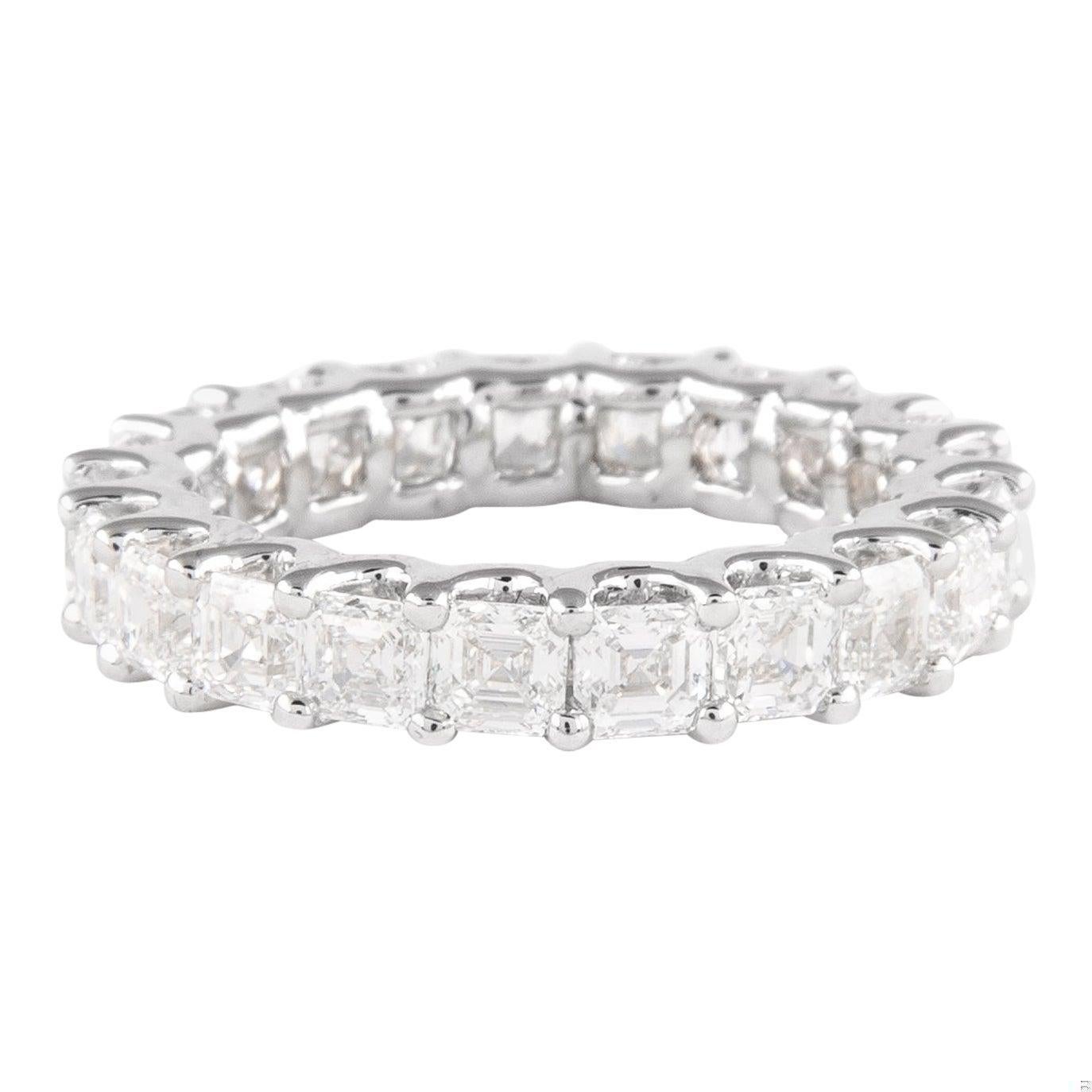 Alexander Beverly Hills 3,25ct Asscher Cut Diamante D-F Eternidad Platino 5,25 en venta