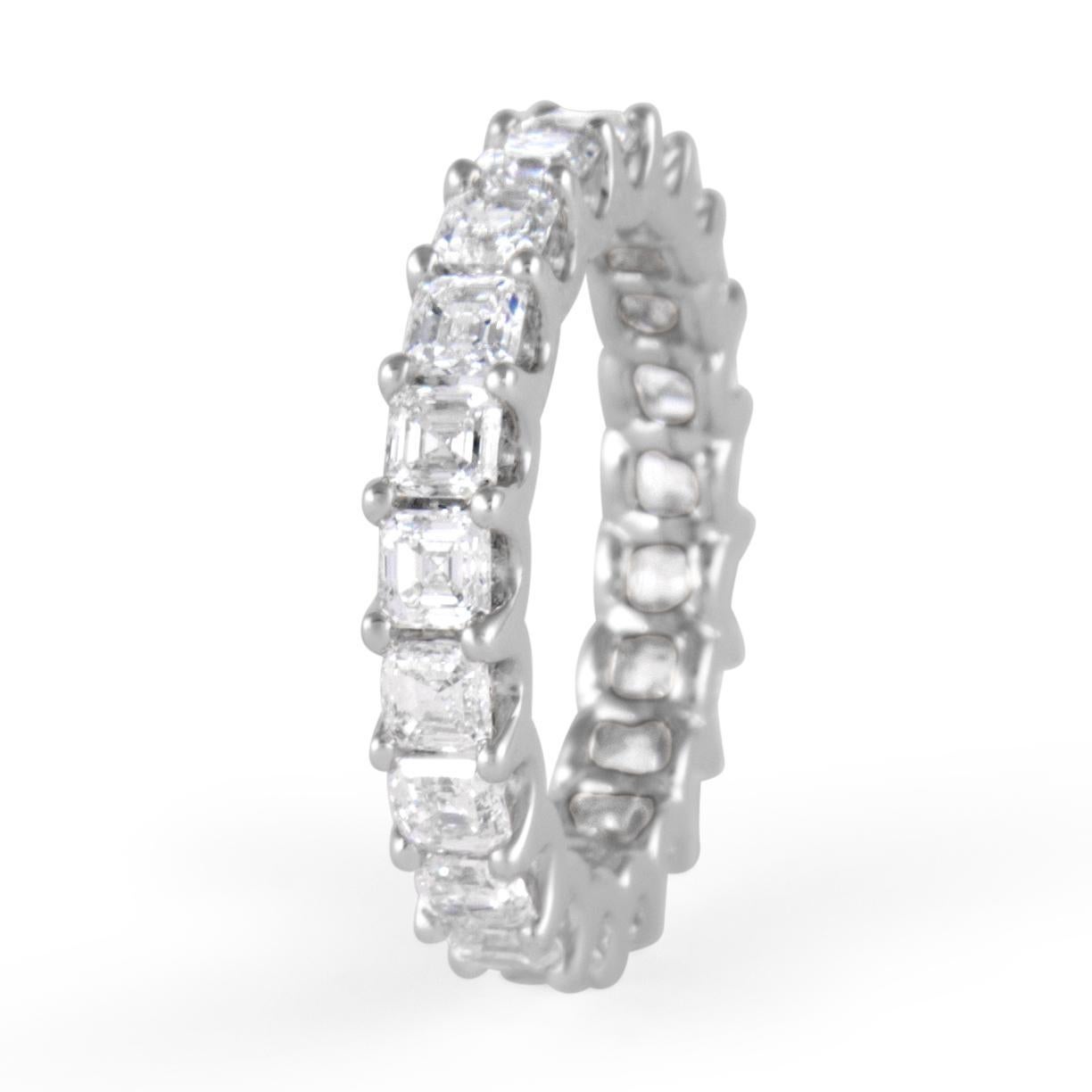 Contemporary Alexander Beverly Hills 3.25ct Asscher Cut Diamond D-F VVS1 Eternity 18k 5.25 For Sale