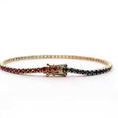 Alexander Beverly Hills 3.25ct Rainbow Sapphire Tennis Bracelet Yellow Gold