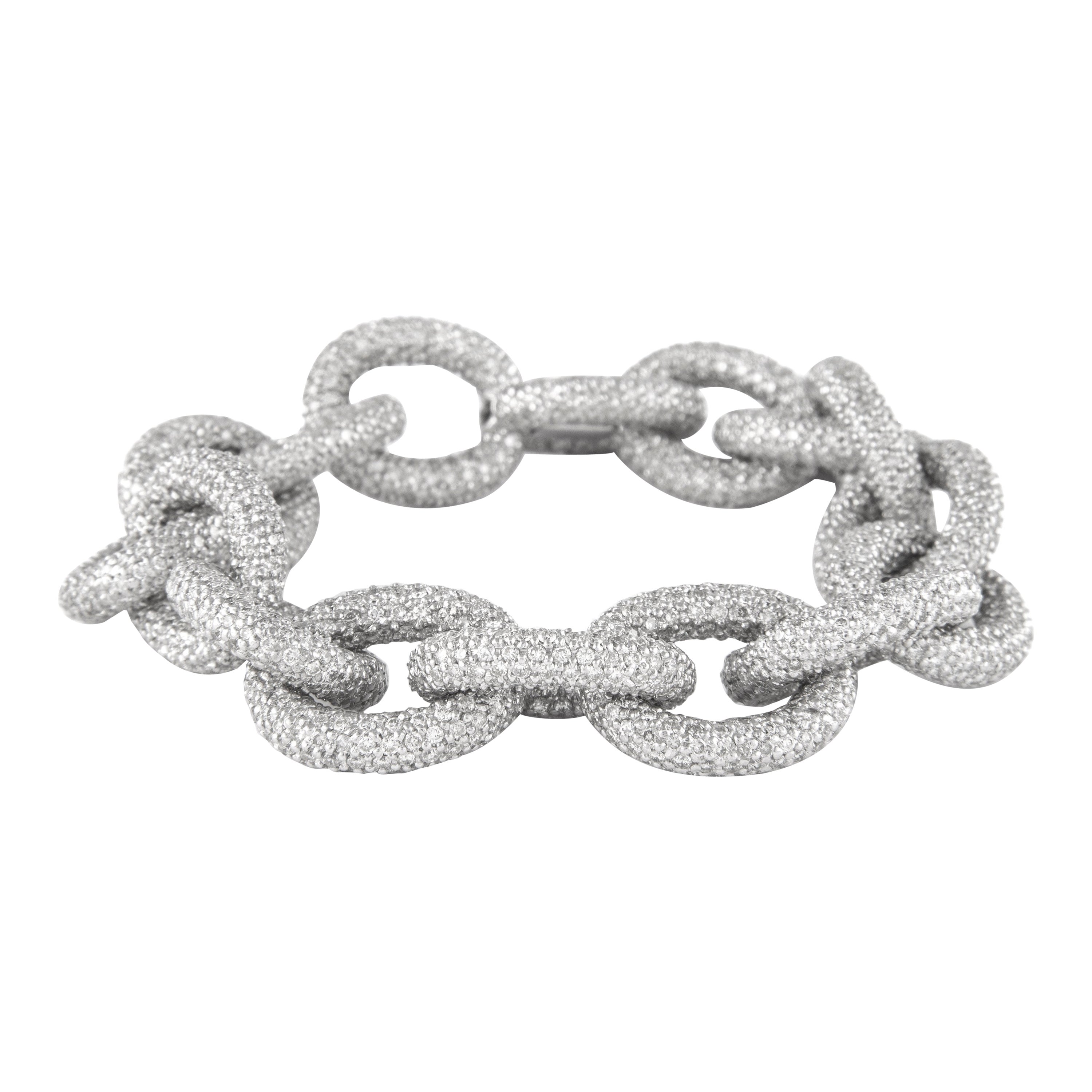 Alexander Beverly Hills 33,12 Karat Diamantkette Pave Halskette 18k Weißgold im Angebot