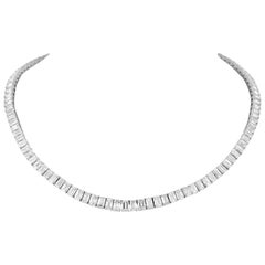 Alexander Beverly Hills 34,21ct Smaragdschliff Diamant Tennis Halskette 18k 16in