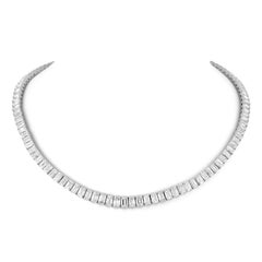 Alexander Beverly Hills 34,21ct Emerald Cut Diamond Tennis Necklace 18k 16in