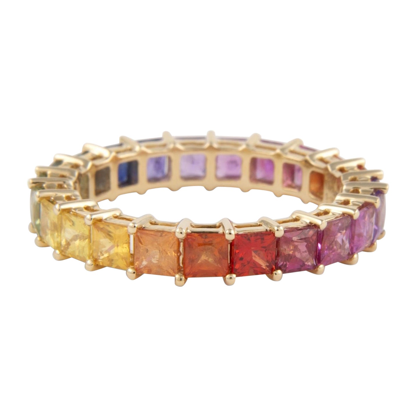 Alexander Beverly Hills 3.48ct Rainbow Sapphire Eternity Band Yellow Gold S.6.5