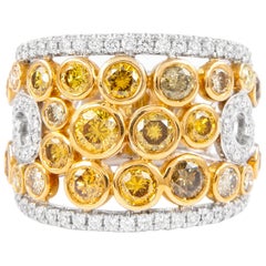 Alexander Beverly Hills 3,55 Karat mehrgelber Diamant-Cocktailring 18k zweifarbig