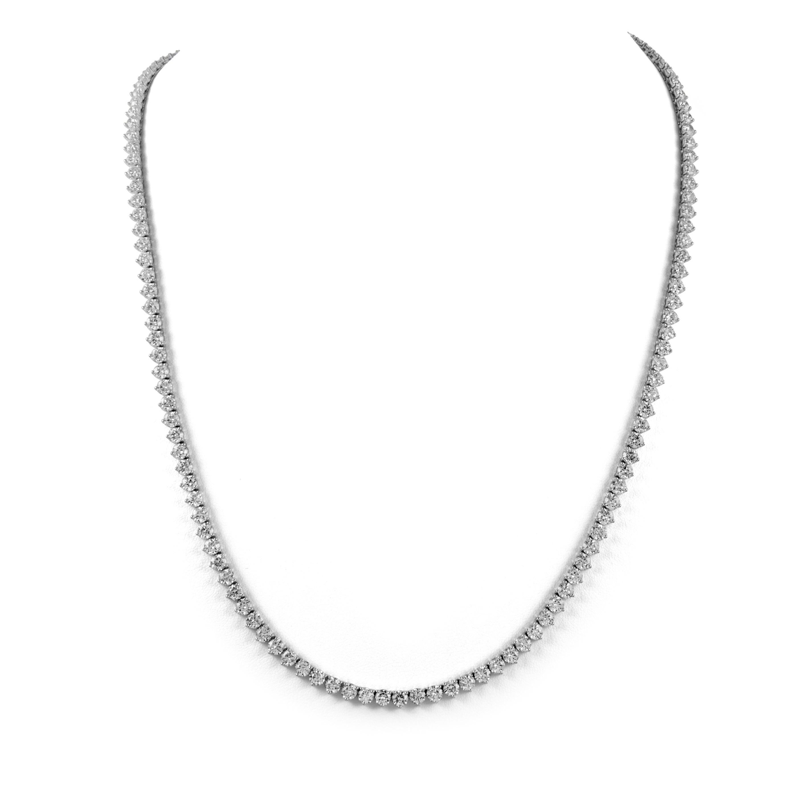 Round Cut Alexander Beverly Hills 35.66ct Diamond 3-Prong Tennis Necklace 18k 24in For Sale