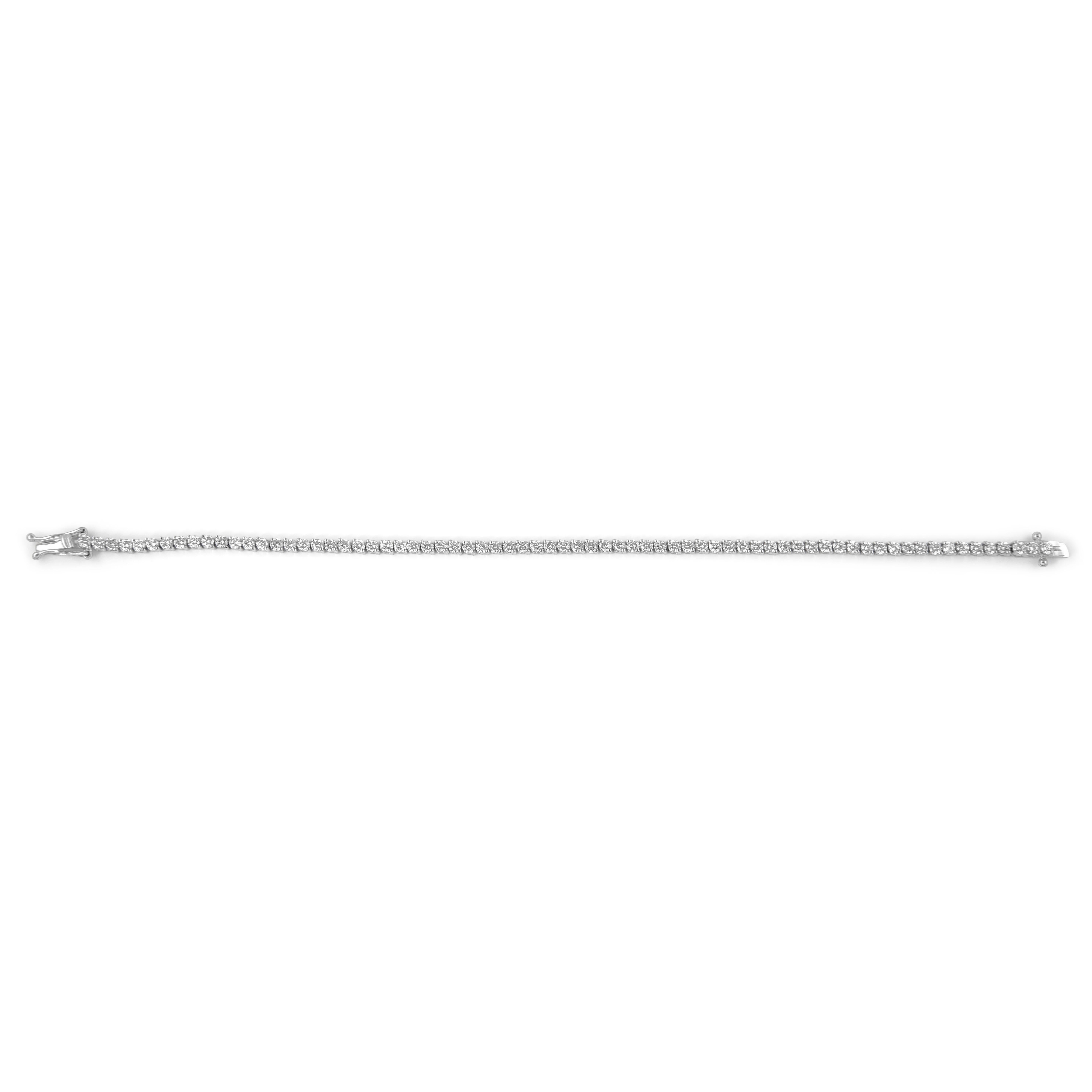 Contemporary Alexander Beverly Hills 3.61ct Diamond F VVS2 Tennis Bracelet 18k White Gold For Sale
