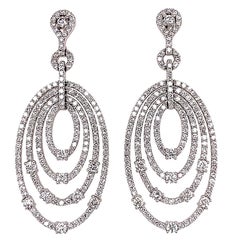 Alexander Beverly Hills 3.71ct Diamond Chandelier Rain Drop Earrings White Gold