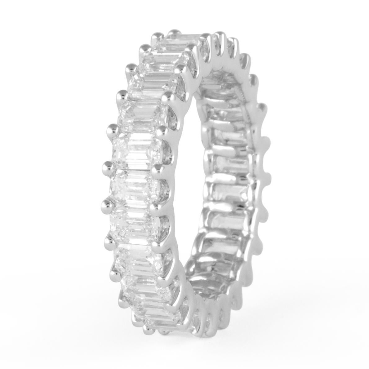 Alexander Beverly Hills 3.77ct D-F Emerald Cut Diamond Eternity Band 18k S.5.25 In New Condition For Sale In BEVERLY HILLS, CA
