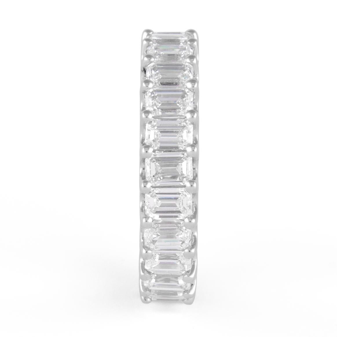 Women's Alexander Beverly Hills 3.80ct D-F VVS Emerald Cut Diamond Eternity Band 18k S-6 For Sale
