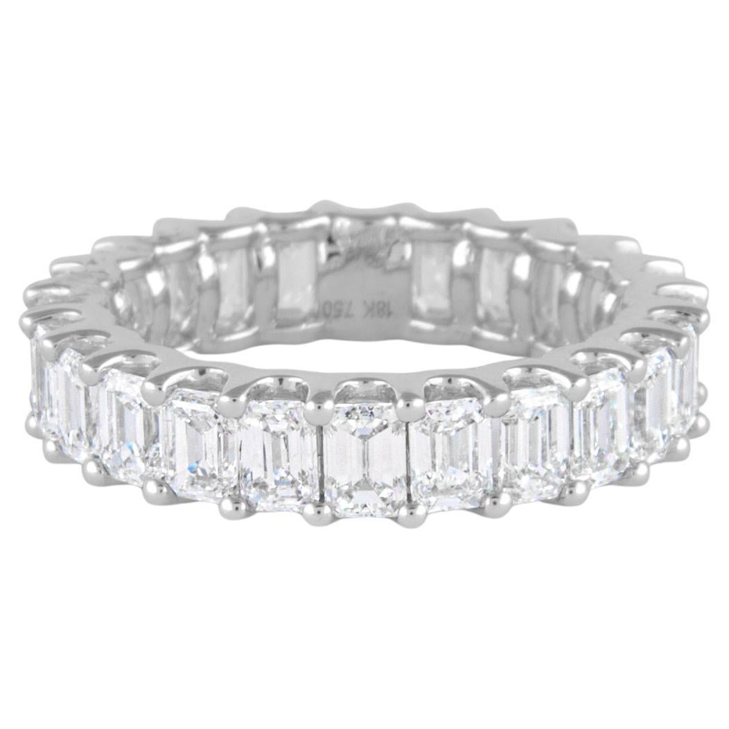 Alexander Beverly Hills 3.80ct D-F VVS Emerald Cut Diamond Eternity Band 18k S-6