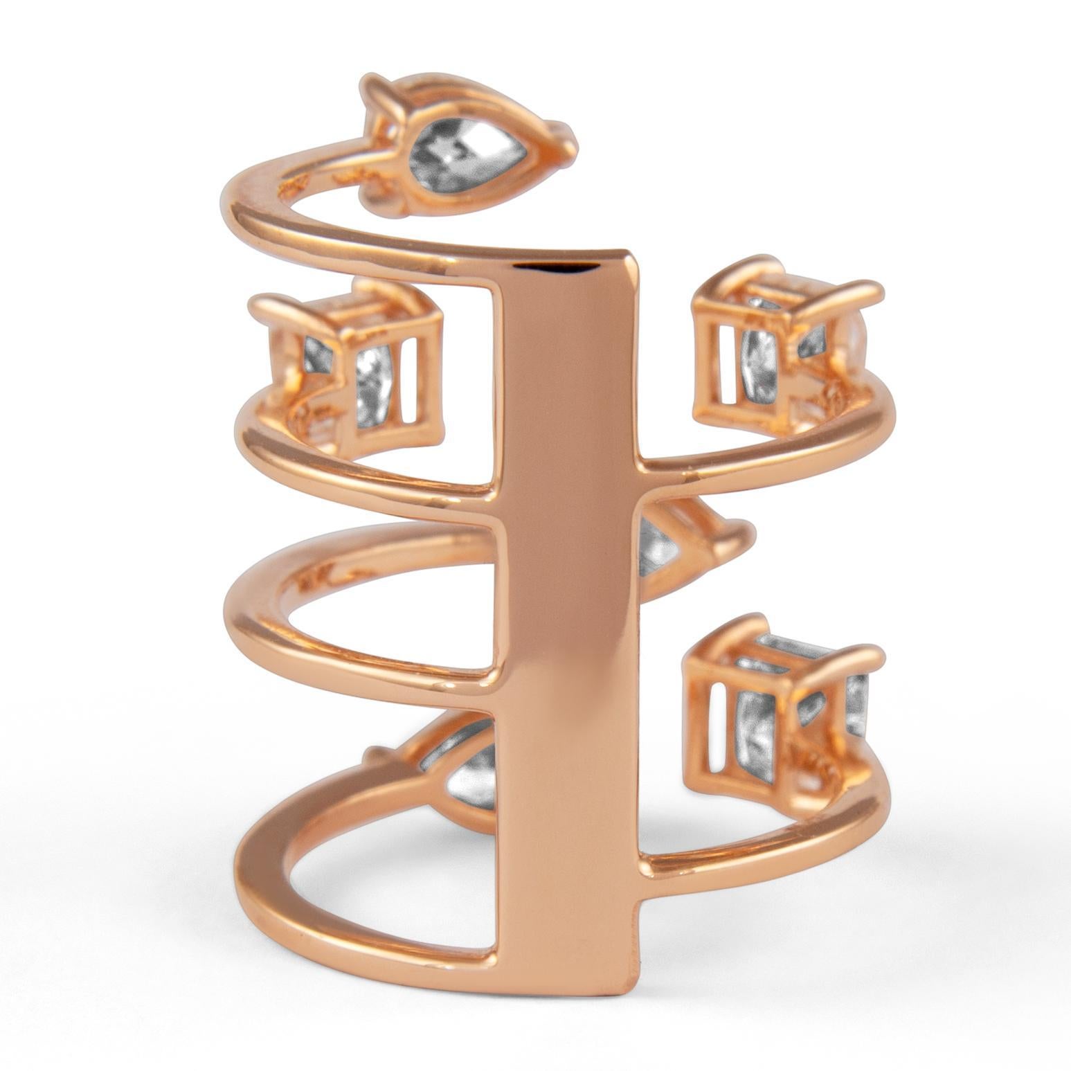 Alexander Beverly Hills Anello con diamanti fluttuanti da 3,91 carati in oro rosa 18 carati In condizioni Nuovo in vendita a BEVERLY HILLS, CA