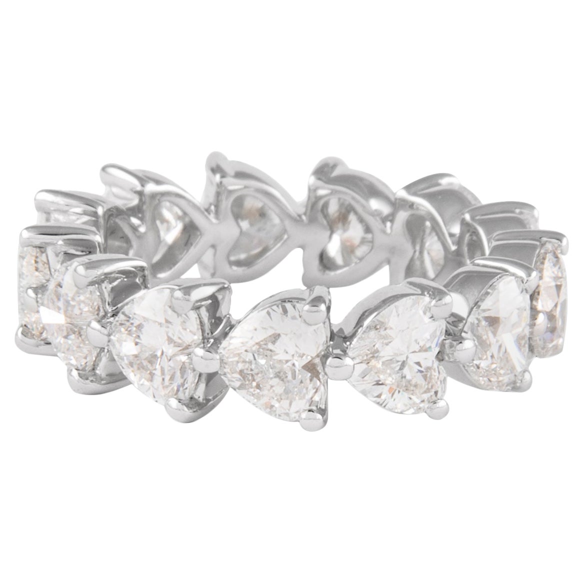 Alexander Beverly Hills, anneau d'éternité en platine avec diamants en forme de cœur de 4,02 carats D-F VVS2/VS1