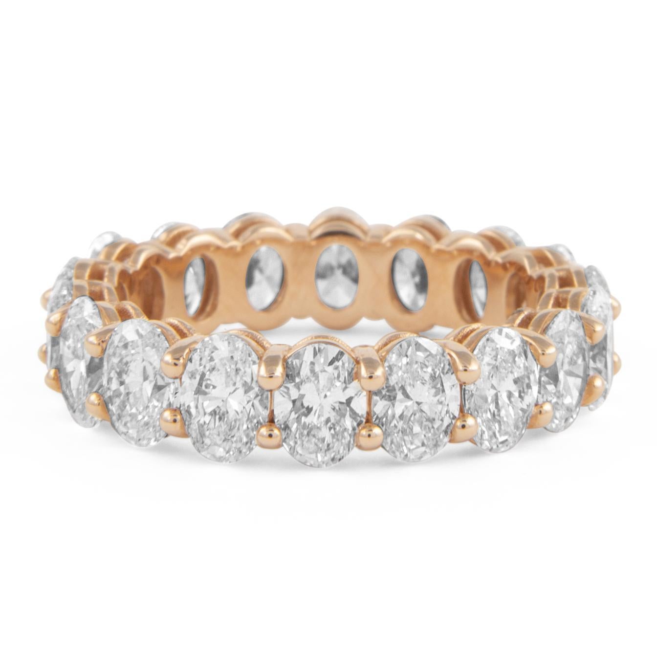 Oval Cut Alexander Beverly Hills 4.08ct Oval Diamond Eternity Band 18k Rose Gold S.6 For Sale