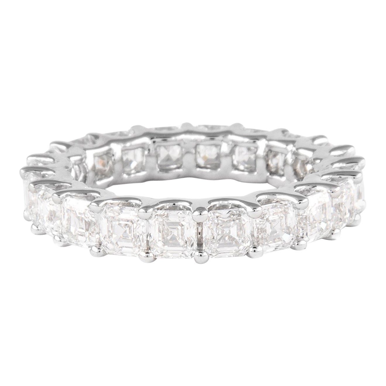 Alexander Beverly Hills, bague d'éternité en or 18 carats S.6 avec diamant taille Asscher 4,09 carats D/E VVS