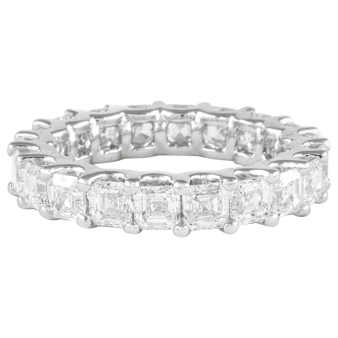 Alexander Beverly Hills, bague d'éternité Asscher en platine avec diamants 4,12 carats D/E VVS en vente