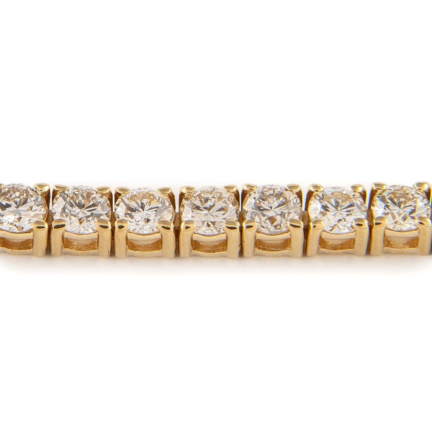 Alexander Beverly Hills Tennisarmband 18k Gelbgold mit 4,14 Karat Diamanten (Rundschliff) im Angebot