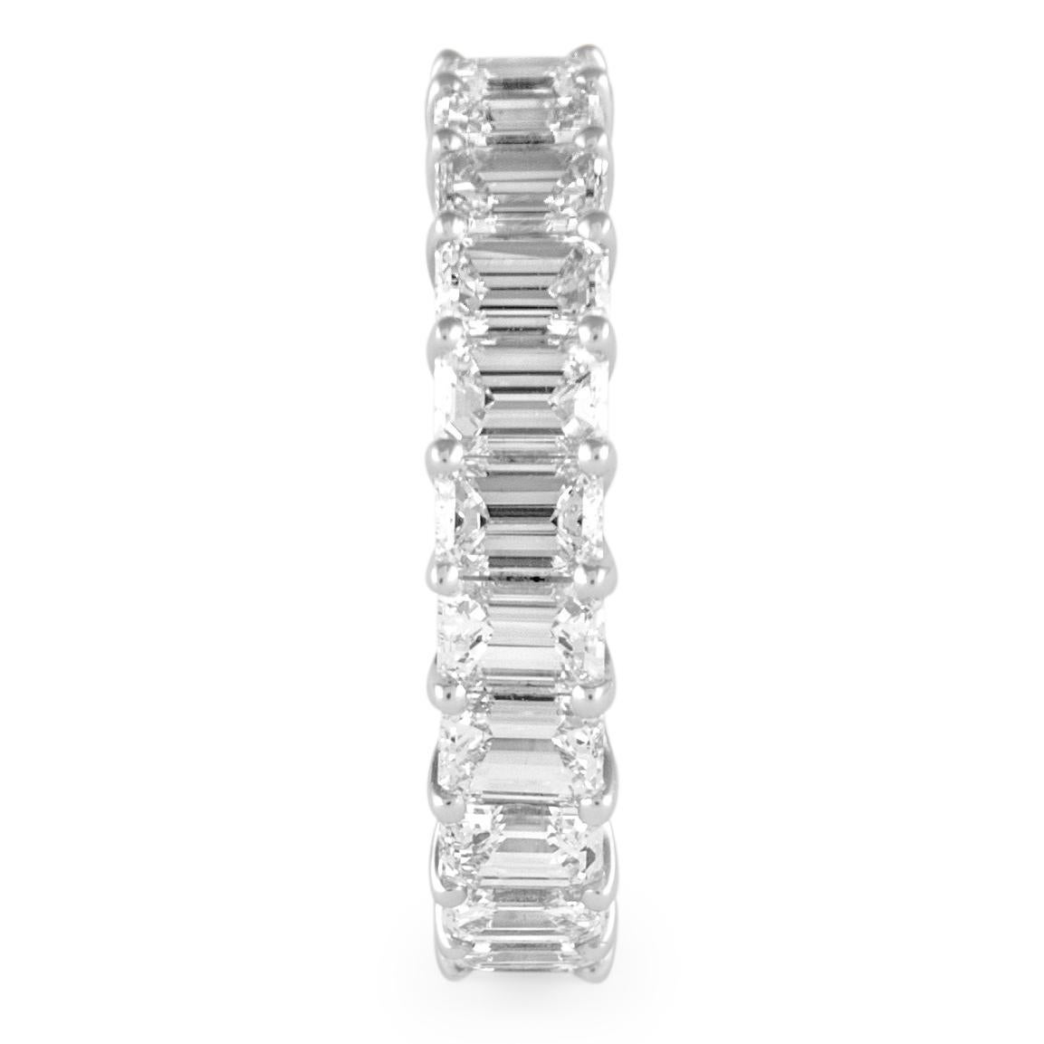 Women's Alexander Beverly Hills 4.14ct Emerald Cut Diamond Eternity Band 18k S.6 For Sale
