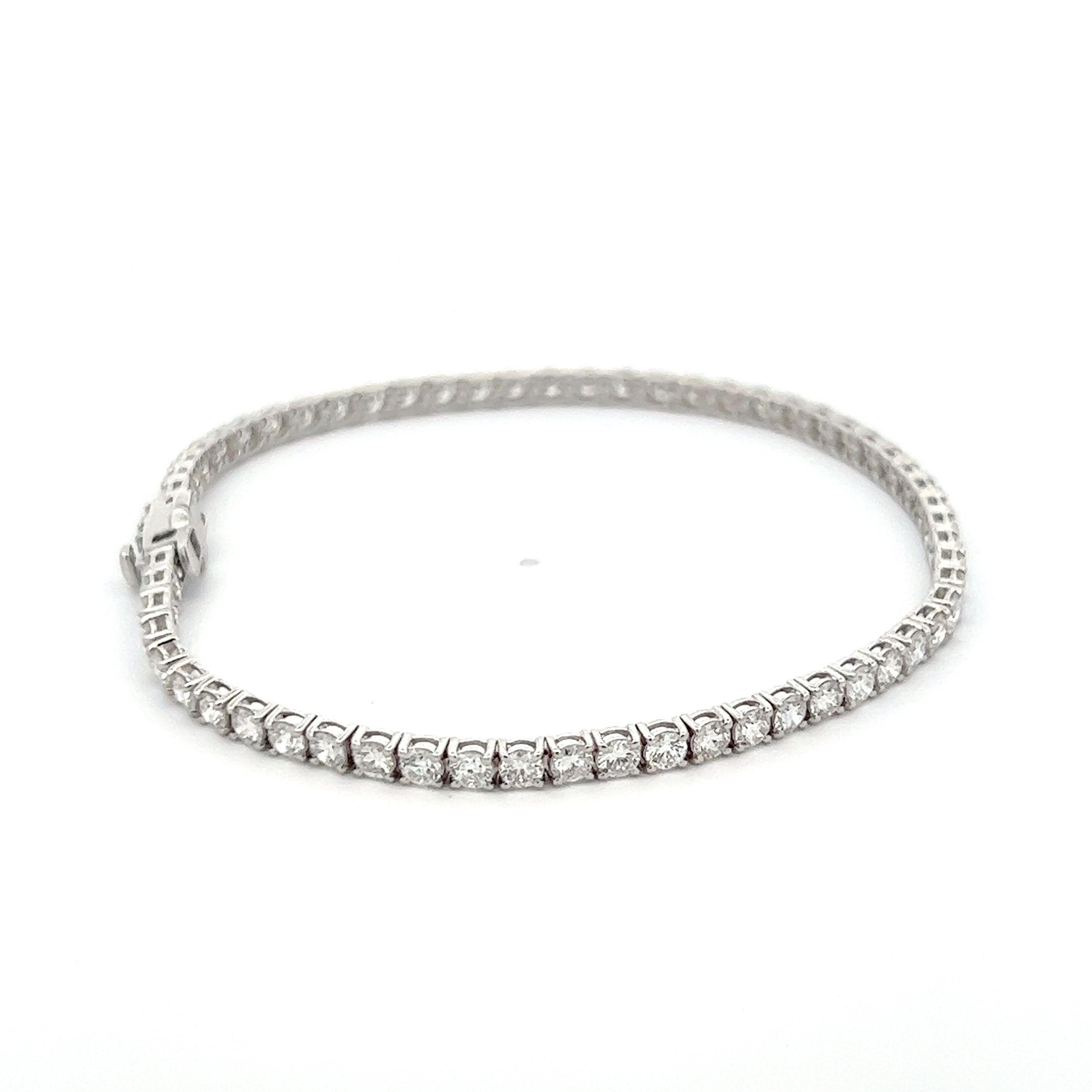 Round Cut Alexander Beverly Hills 4.15ct Diamond Tennis Bracelet White Gold