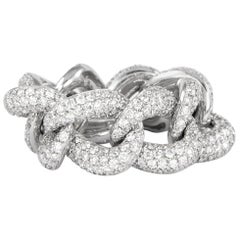 Alexander Beverly Hills 4.30ct Cuban Link Ring 18k White Gold Pavé Set