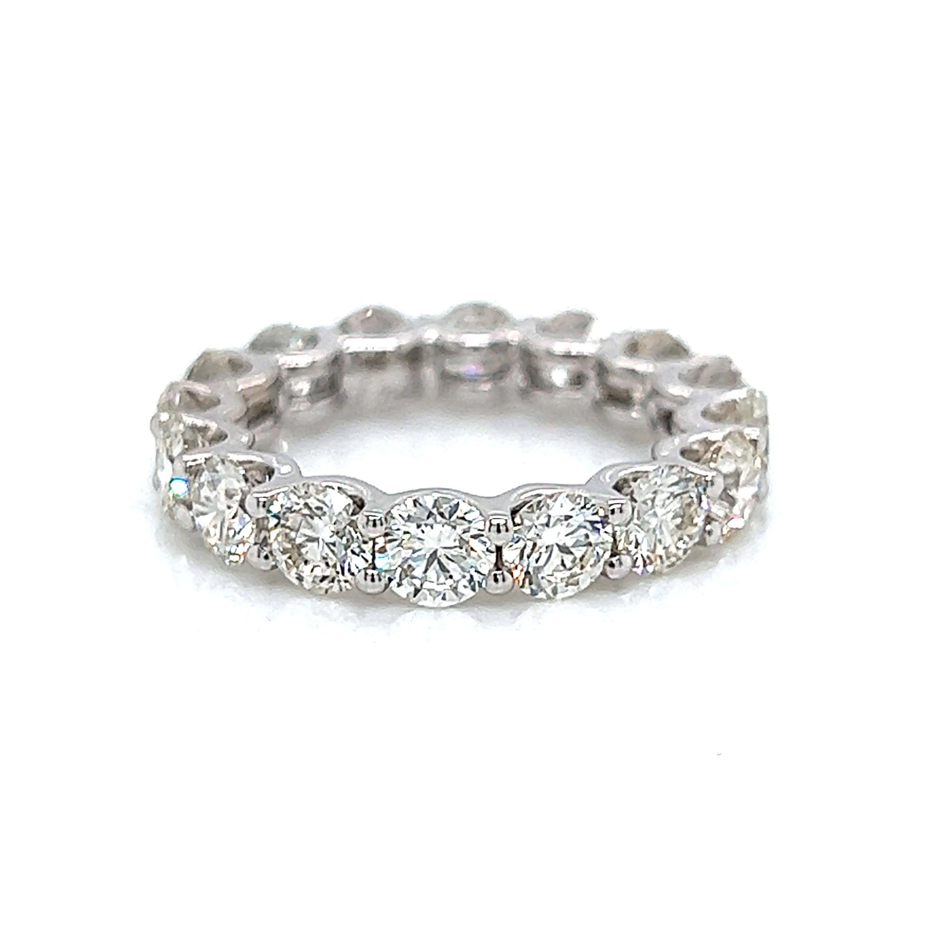 Contemporary Alexander Beverly Hills 4.33ct Round Diamond Eternity Band 18k White Gold s.5 For Sale