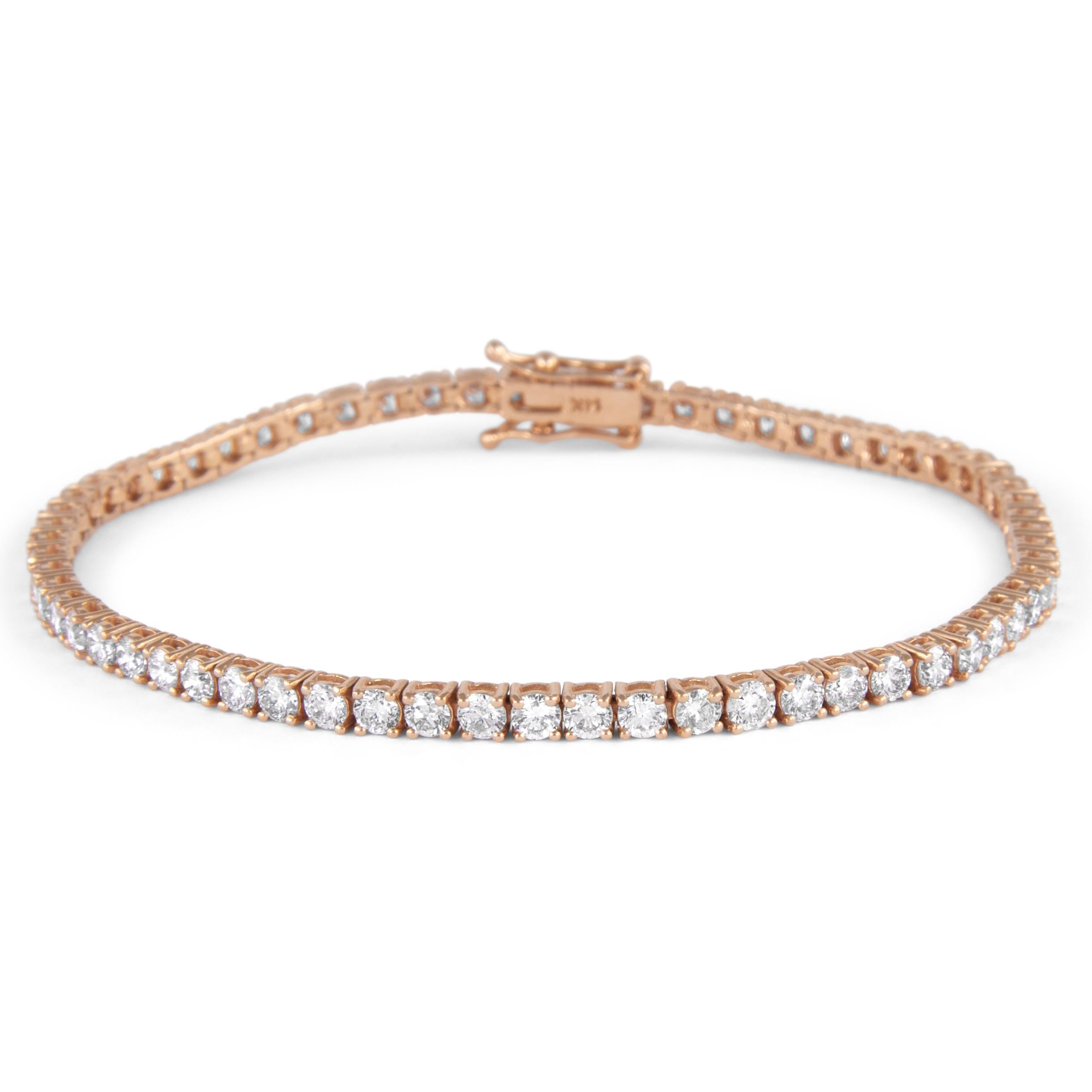Contemporary Alexander Beverly Hills 4.35ct Diamond Tennis Bracelet Rose Gold For Sale