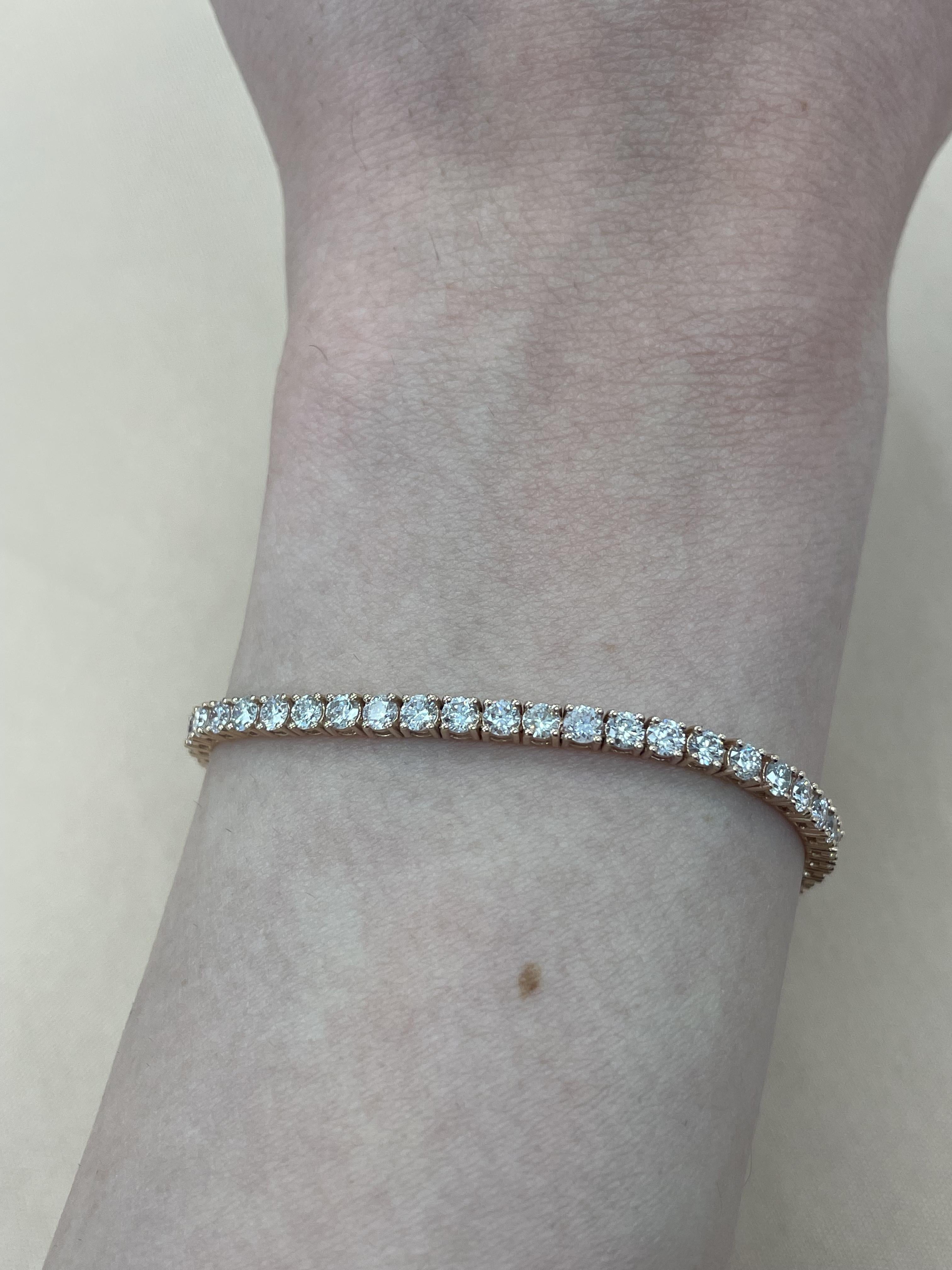 Round Cut Alexander Beverly Hills 4.35ct Diamond Tennis Bracelet Rose Gold For Sale