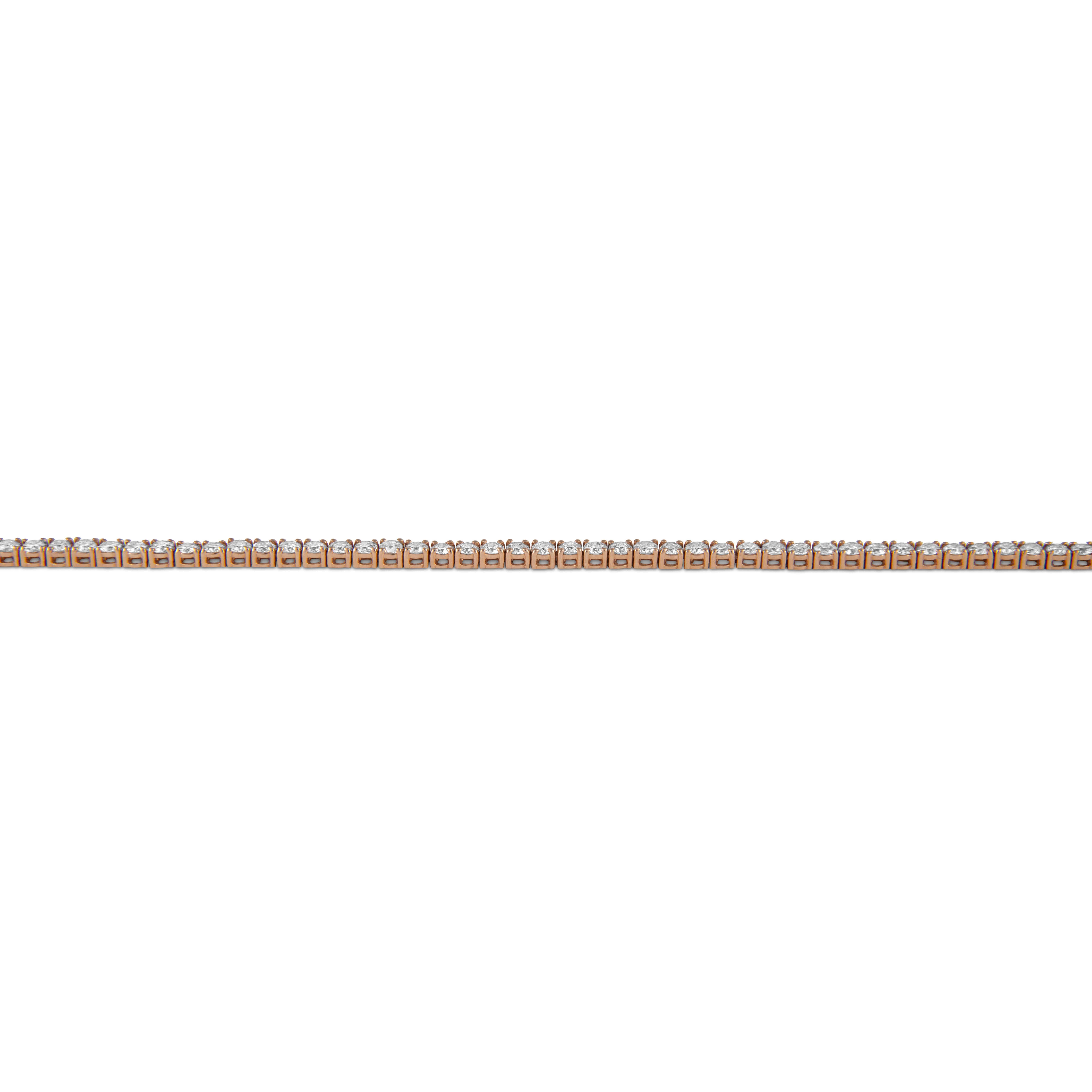Taglio rotondo Alexander Beverly Hills Bracciale tennis con diamanti da 4.50 carati in oro rosa in vendita
