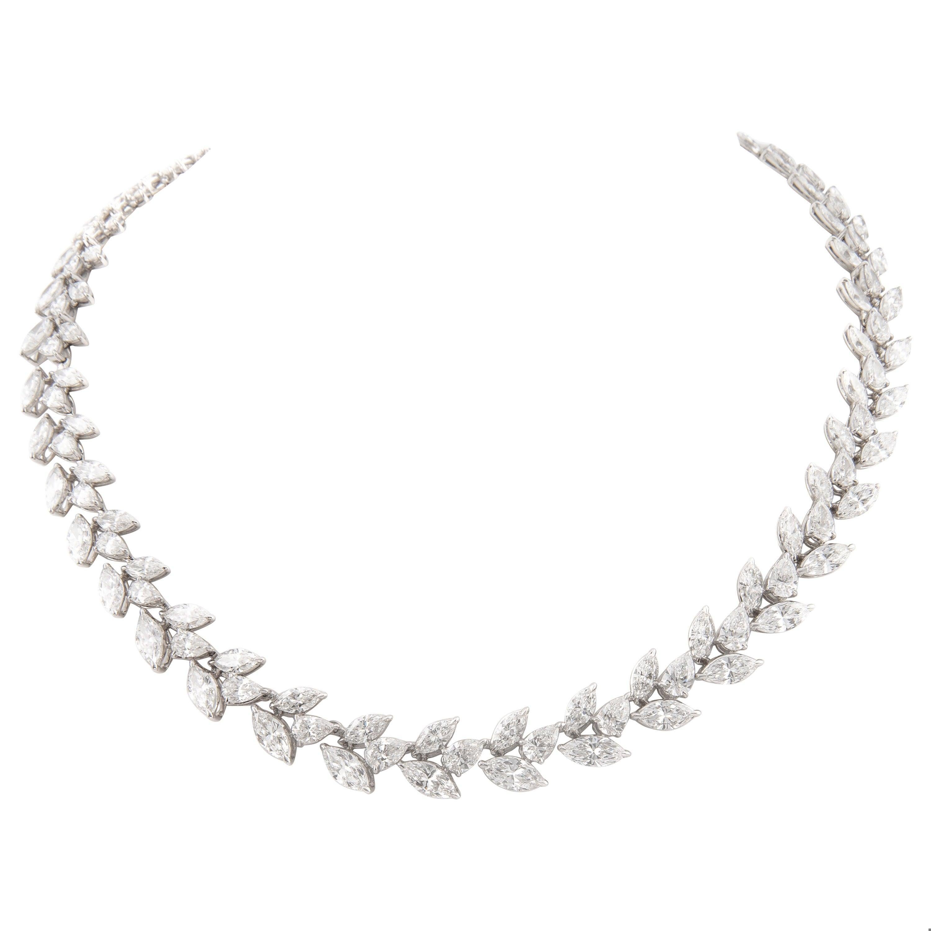 Alexander Beverly Hills 45.35ct Marques & Pear Cut Diamond Necklace 18k
