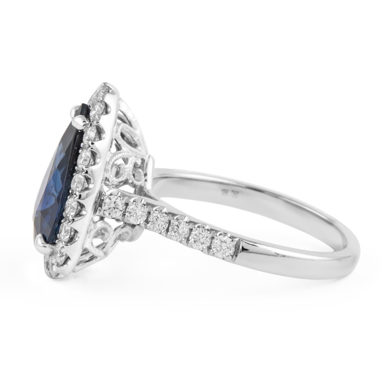 Alexander Beverly Hills GIA 4.56ct Pear Sapphire & Diamond Halo Ring 18k In New Condition For Sale In BEVERLY HILLS, CA