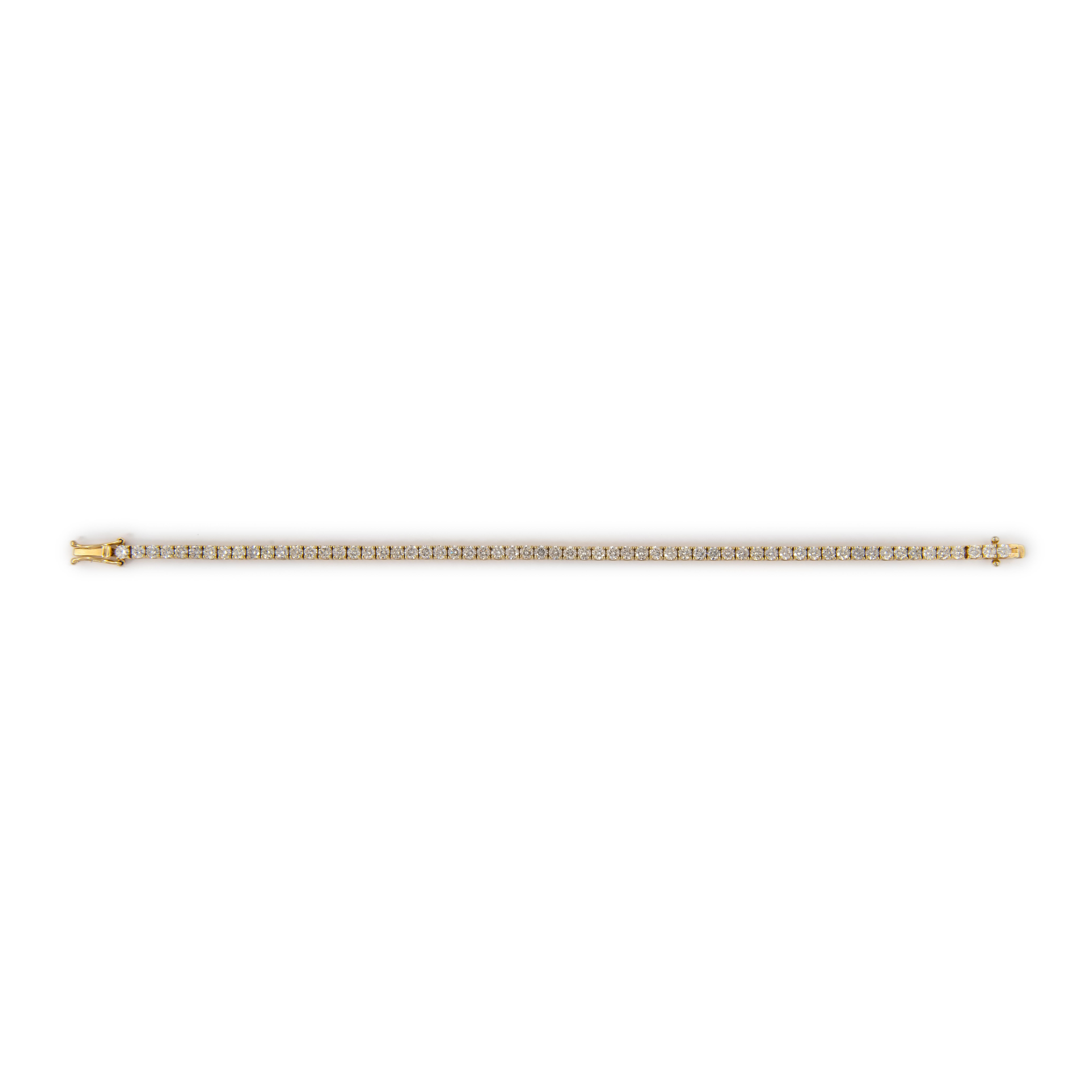 Taglio rotondo Alexander Beverly Hills - Bracciale tennis con diamanti 4.68ct - Oro giallo in vendita