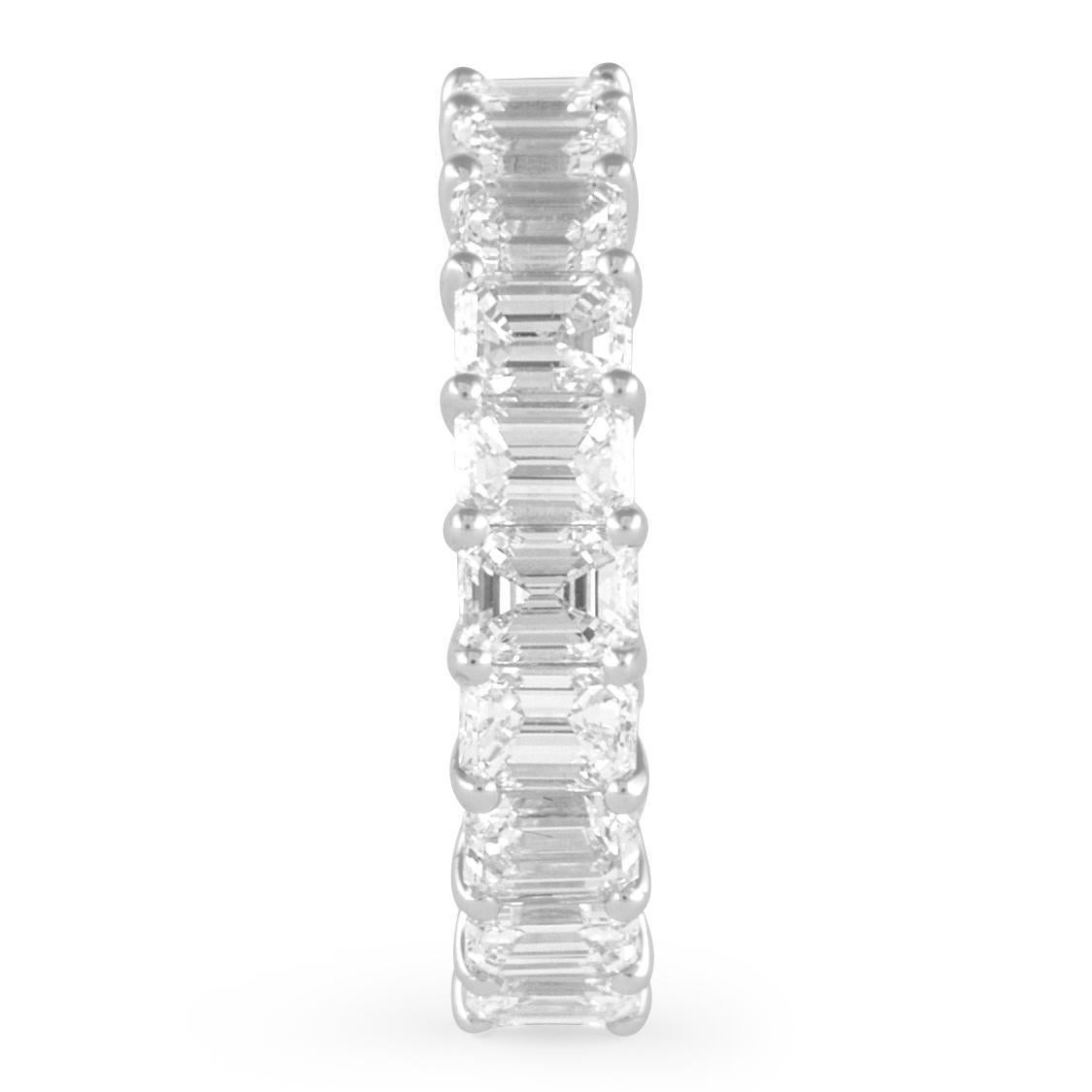 Women's Alexander Beverly Hills 4.68ct Emerald Cut Diamond Eternity Band 18k S.6.25 For Sale