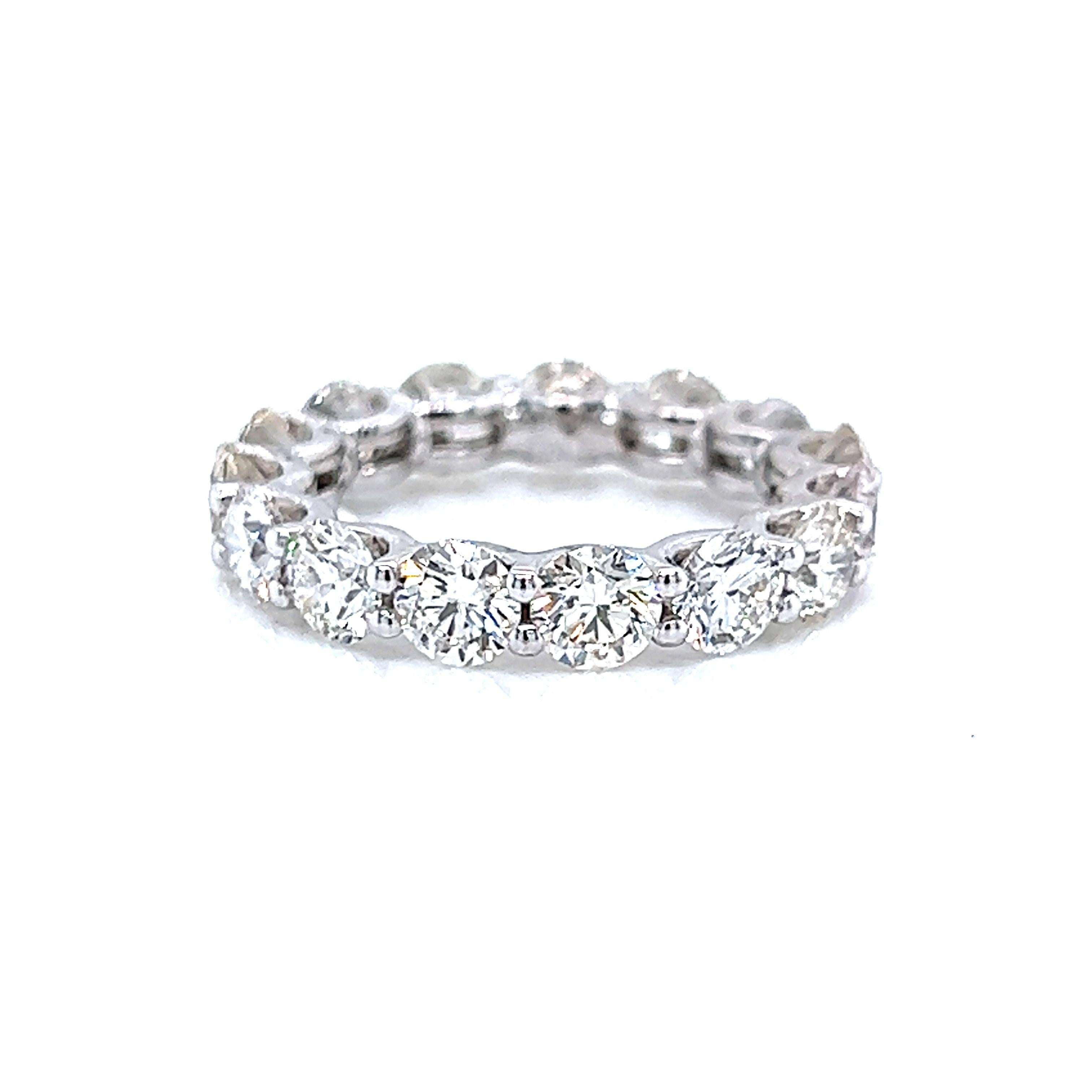 Round Cut Alexander Beverly Hills 4.69ct Round Diamond Eternity Band 18k White Gold s.5.5 For Sale
