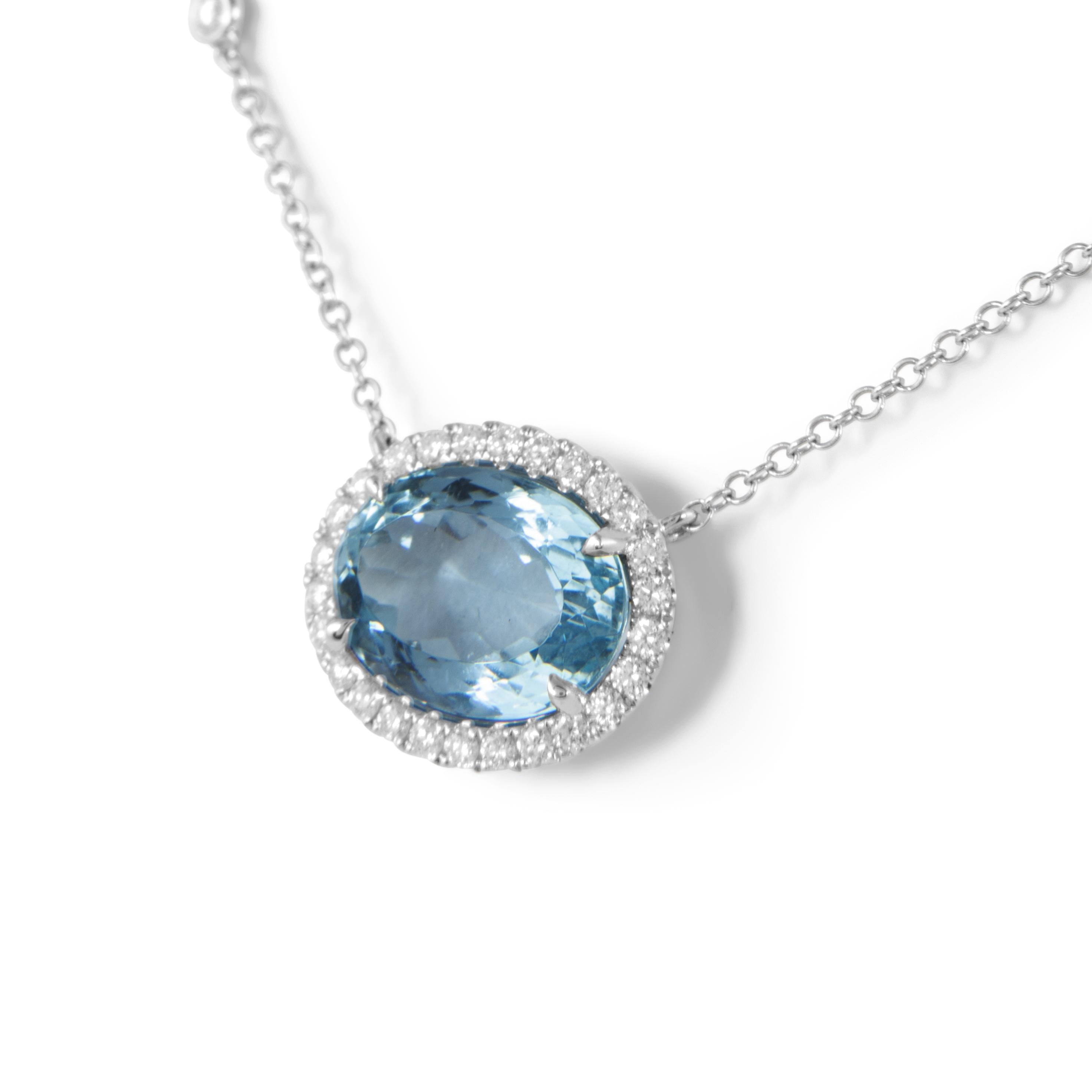 Contemporary Alexander Beverly Hills 4.85ct Santa Maria Aquamarine Oval Pendant Necklace 18k For Sale