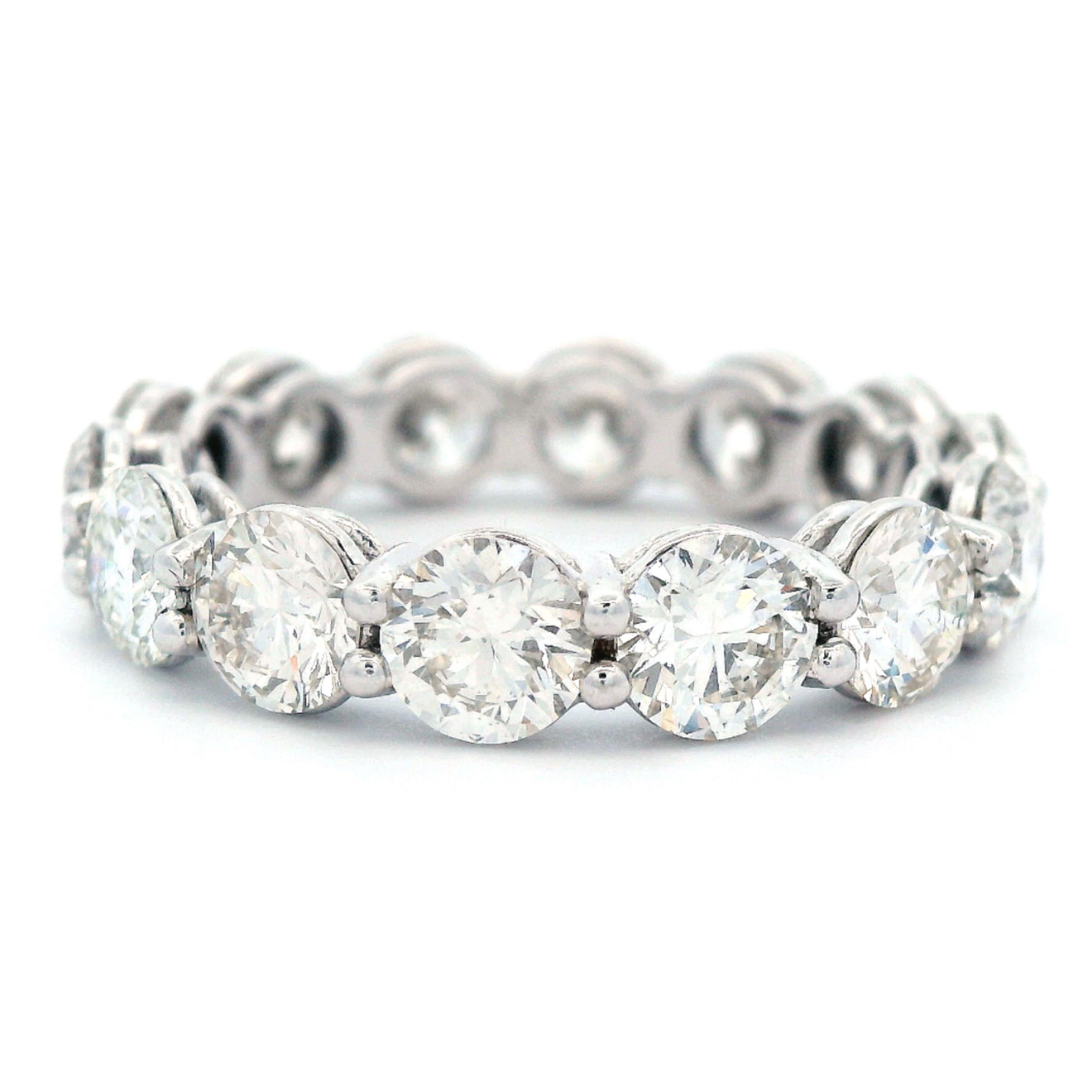 Contemporary Alexander Beverly Hills 4.86ct Round Eternity Band 18k White Gold s.7.25 For Sale