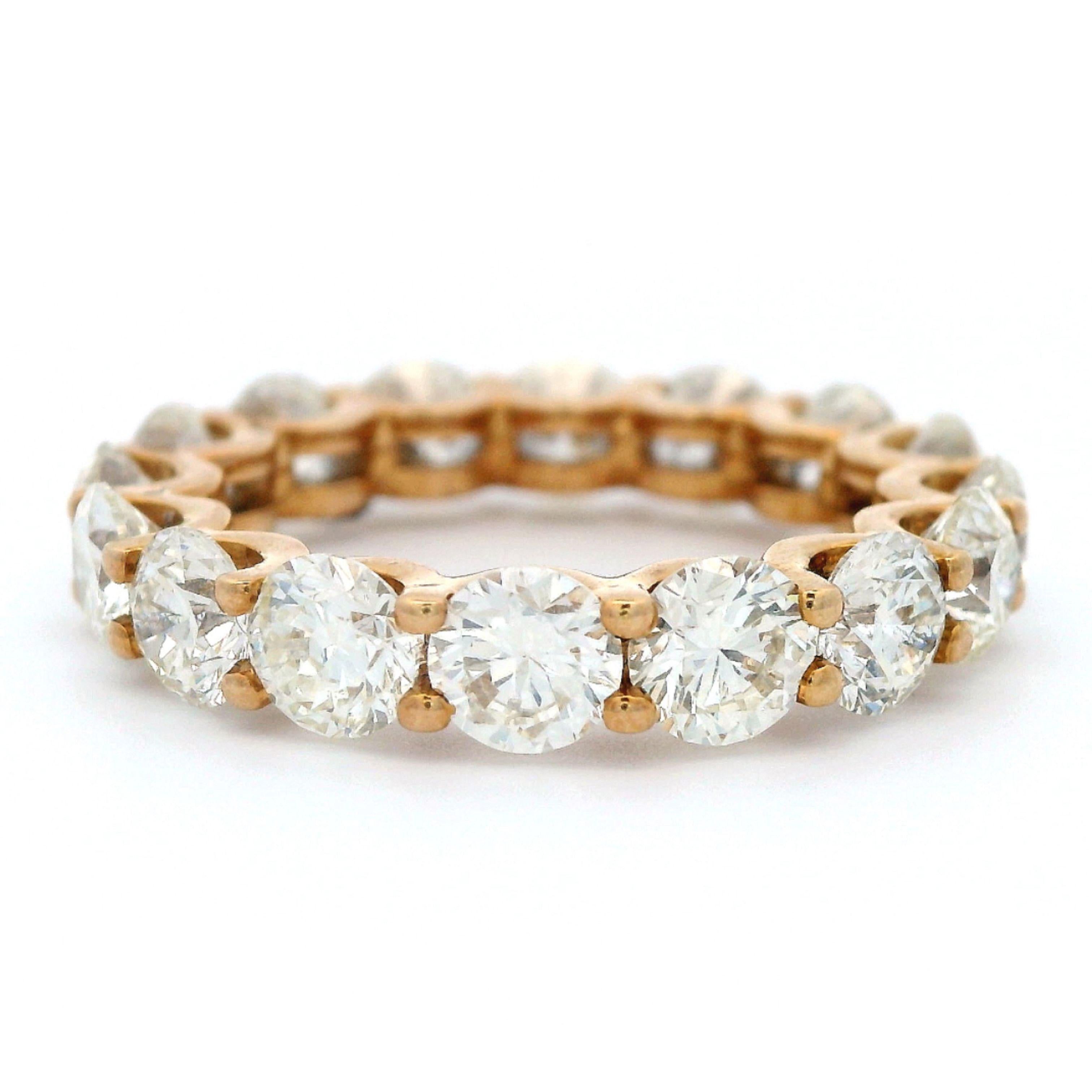 Contemporary Alexander Beverly Hills 4.93ct Round Diamond Eternity Band 18k Yellow Gold 5.50 For Sale