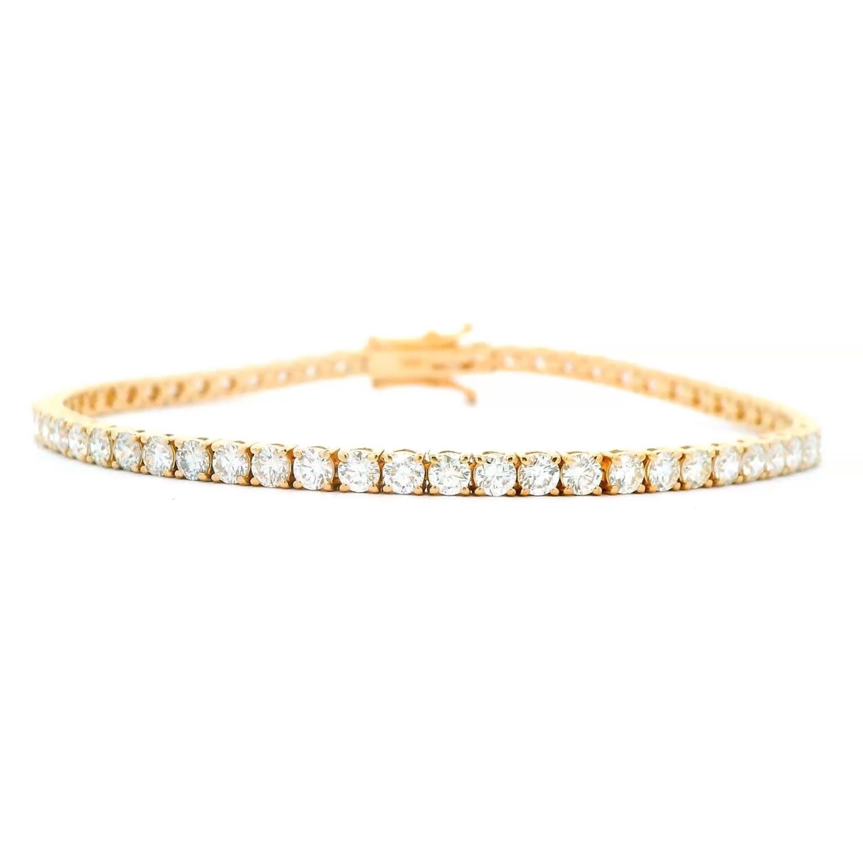 Round Cut Alexander Beverly Hills 5.01ct Diamond Tennis Bracelet 18k Yellow Gold For Sale