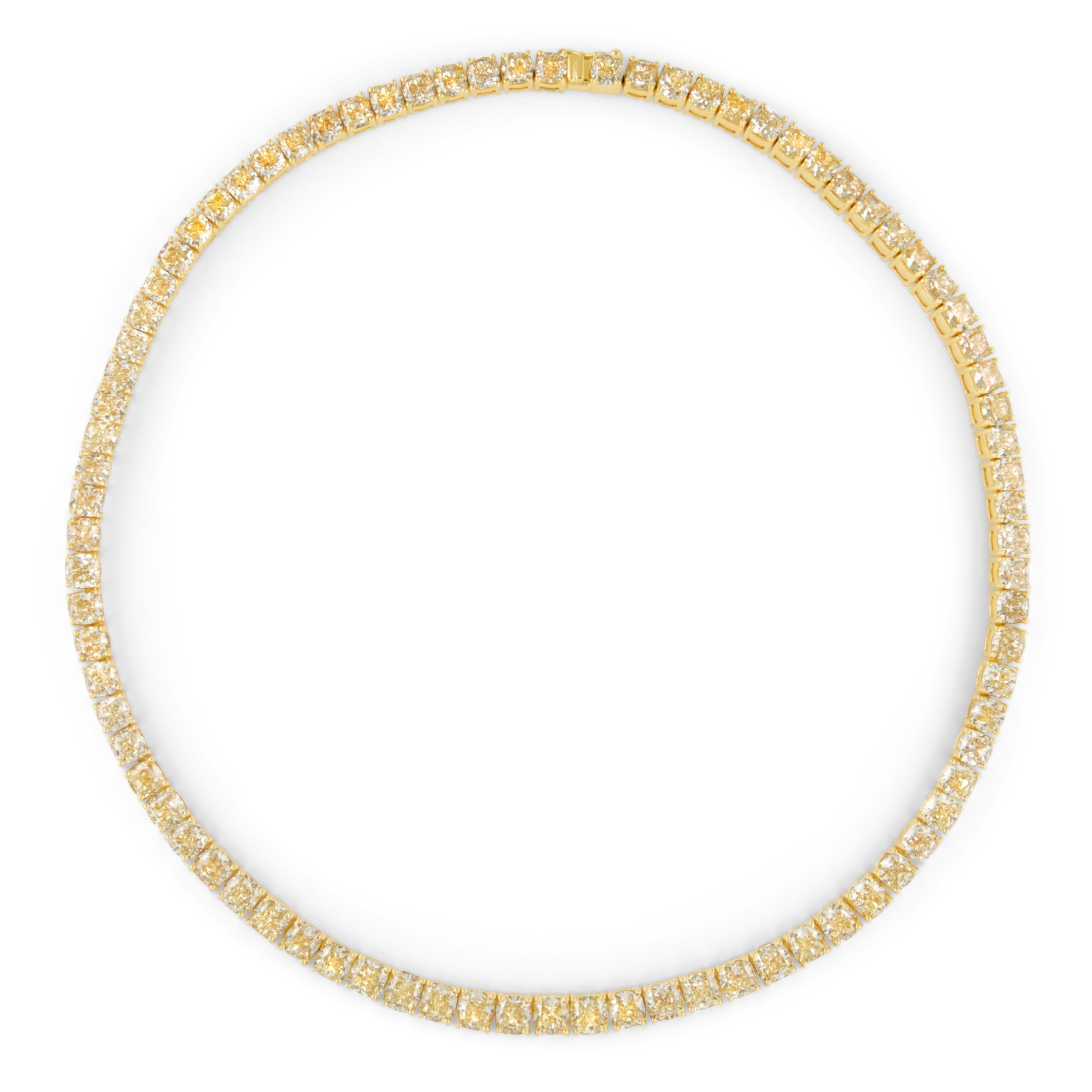 Contemporaneo Alexander Beverly Hills - Collana Tennis con diamanti gialli da 50,65 carati in oro giallo 18 carati in vendita